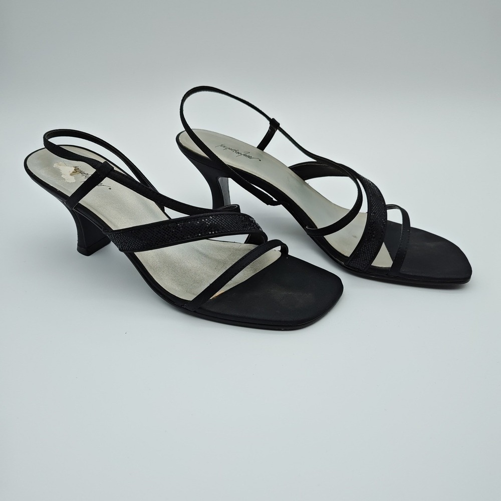 Jacqueline Ferrar Gaston Black Slingback Sandals Womens 7.5 Y2K Minimalist - Picture 3 of 6